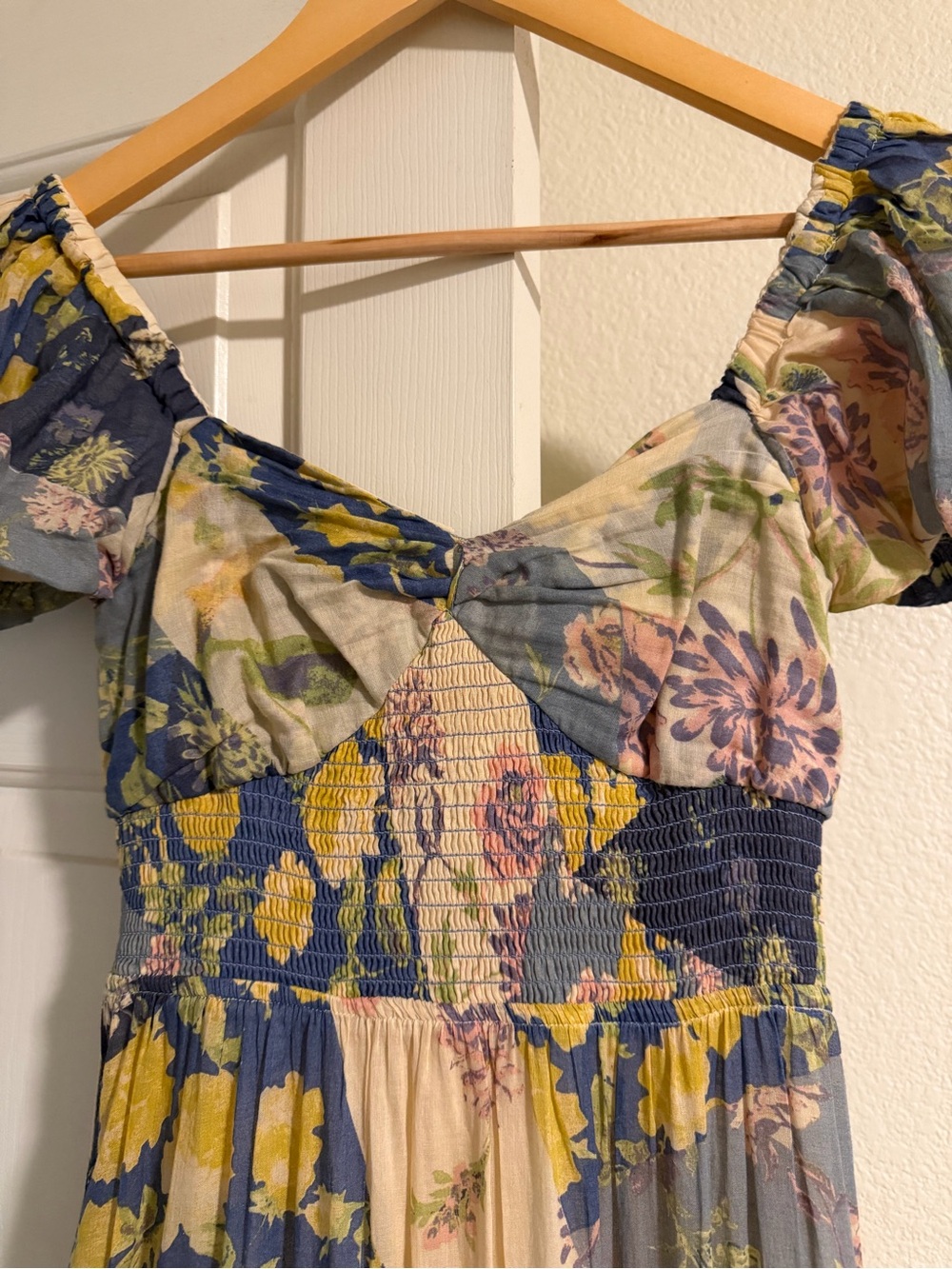 Free People Sundrenched Printed Maxi Dress in a blue floral border print. - Picture 2 of 8